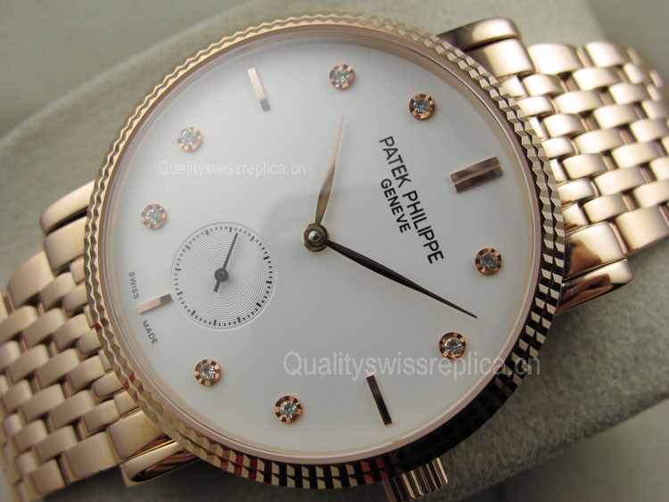Patek Philippe Calatrava Diamond Marker Rose Gold Swiss 2824 Automatic Watch 