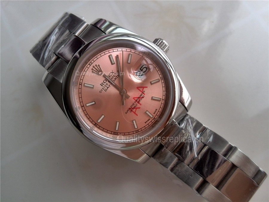 Rolex Day-Date E741 Automatic-Rose Gold Dial Gormment Markers-Stainless Steel Strap
