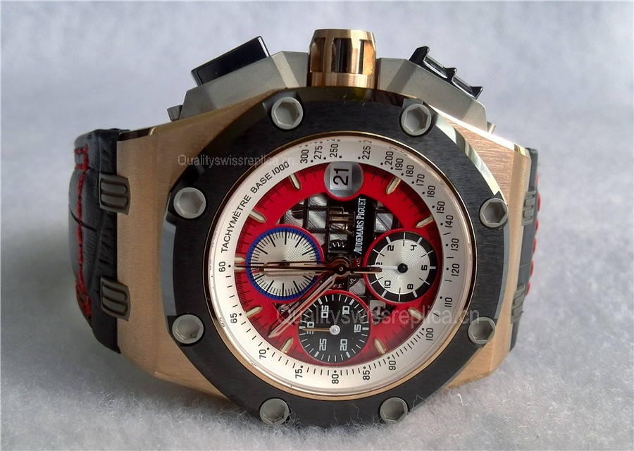 Audemars Piguet Royal Oak Ruben Barichello II 18K Rose Gold-Red Perforated Dial Index Hour Markers