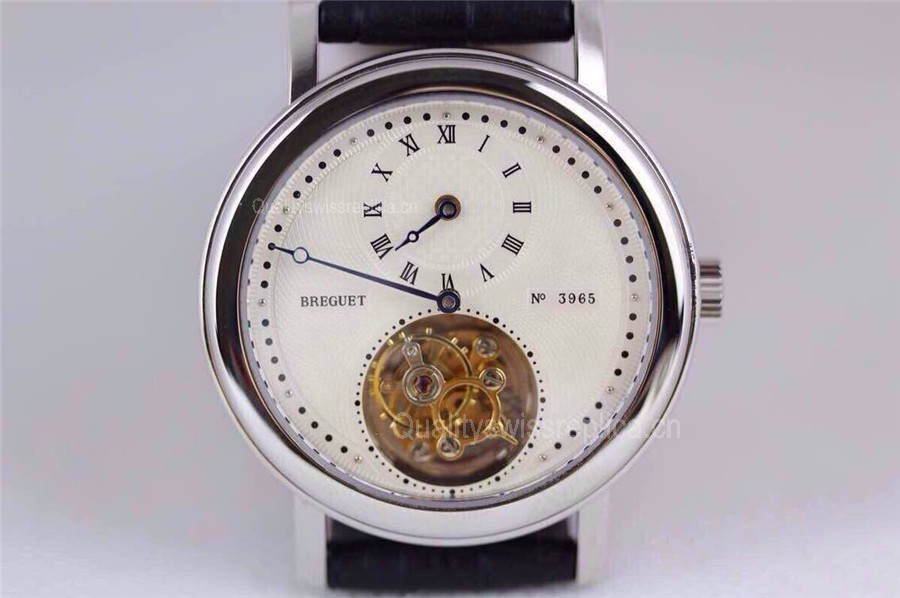 Breguet Grand Complication Tourbillon Swiss Handwound Watch-White Dial-Black Leather Bracelet