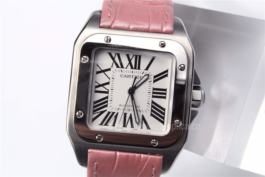 High-end Replica Cartier Watches - Santos Pink Strap
