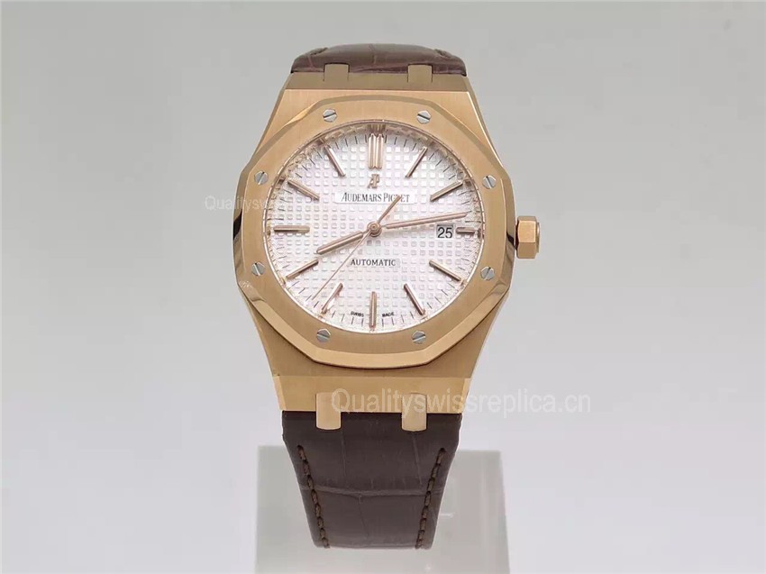Audemars Piguet 15400 Automatic Watch-White Checkered Dial Brown Leather 41MM