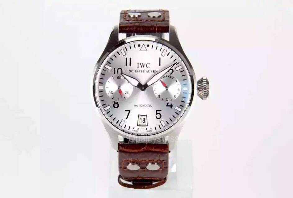 IWC Pilot 7 Days Cal.51011 Automatic Watch-Silver Dial Brown Leather Strap 