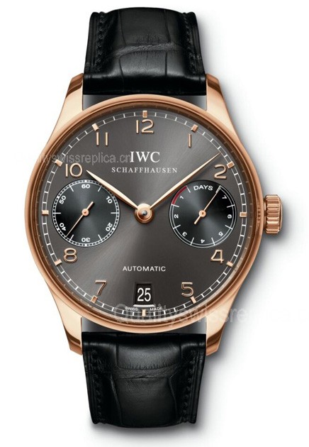 IWC Portuguese 7 Days Swiss Automatic Man Watch IW500125-Rose Gold Case-Black Dial
