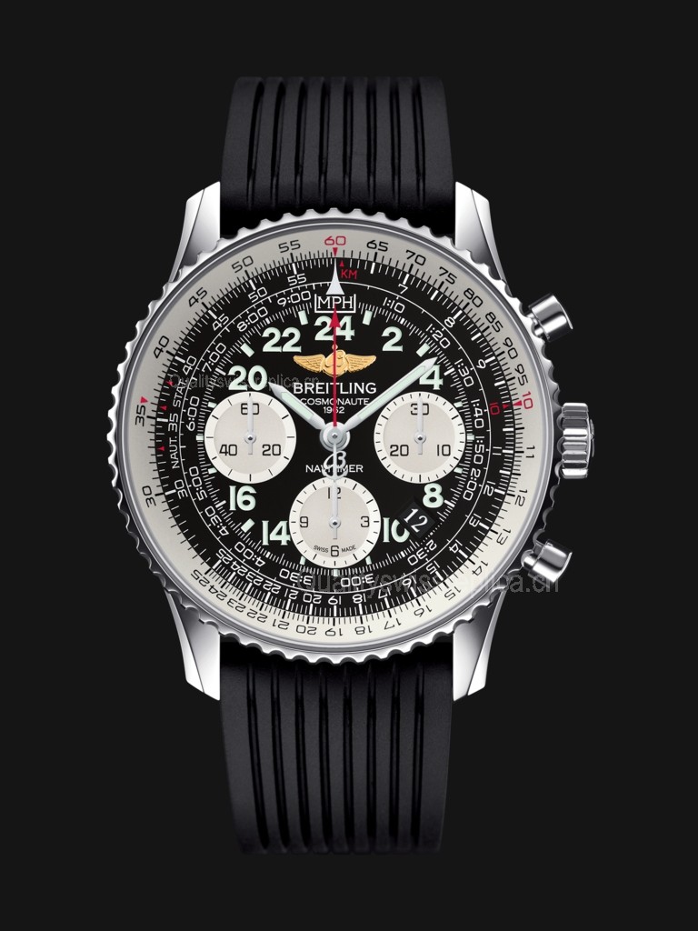 Breitling Navitimer Cosmonaute Handwound Chronograph Black Rubber 43mm