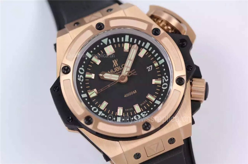 Hublot Big Bang King Diver Swiss Chronograph Watch Rose Gold Black Dial