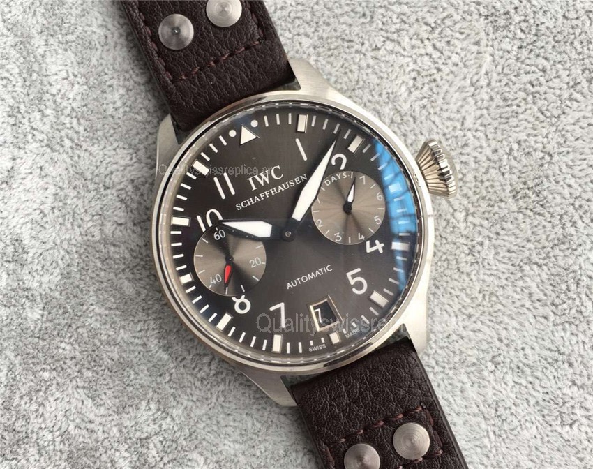 IWC Pilot 7 Days Automatic Watch-Dark Gray Dial Brown Leather