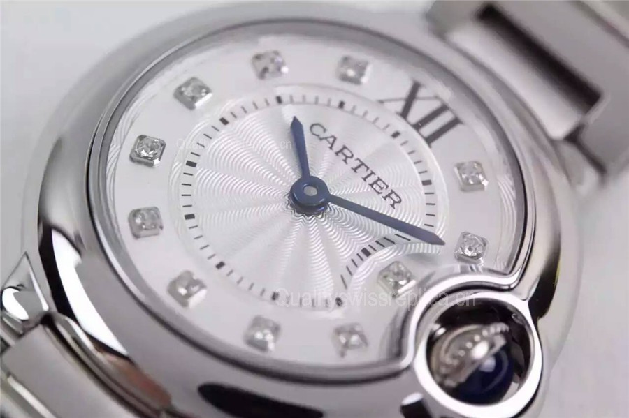 Cartier Ballon Bleu Silver White Swiss 690 Quartz Watch Stainless Steel 