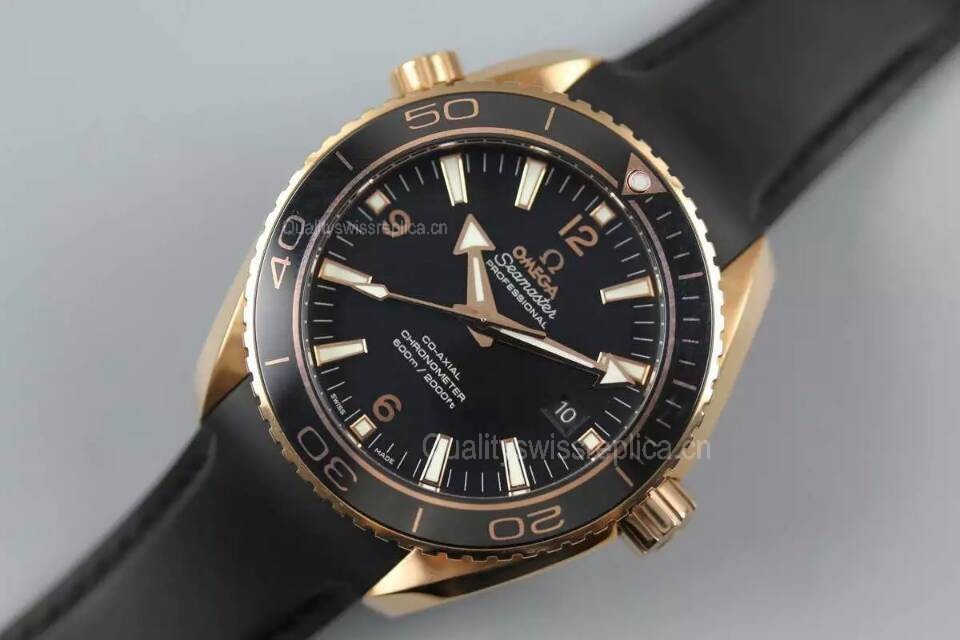 Omega Sea-master 600m Swiss Automatic Watch Rose Gold Full Black  