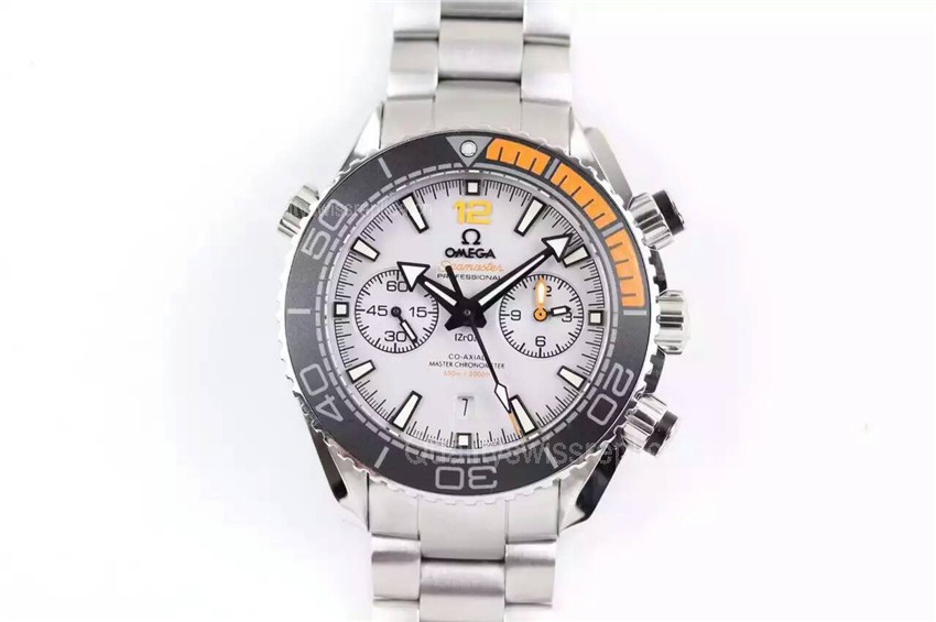 Omega Seamaster Planet Ocean 600m Automatic Chronograph Steel Strap-White Dial 
