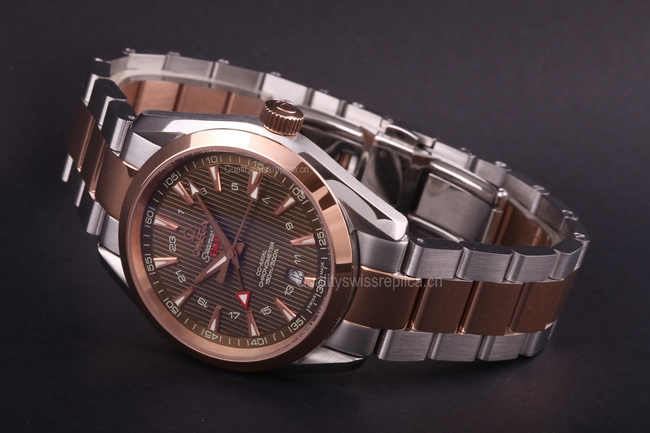 Omega Sea-Master GMT Edition Automatic Watch-Vertical Stripes Brown Dial-Stainless Steel Strap