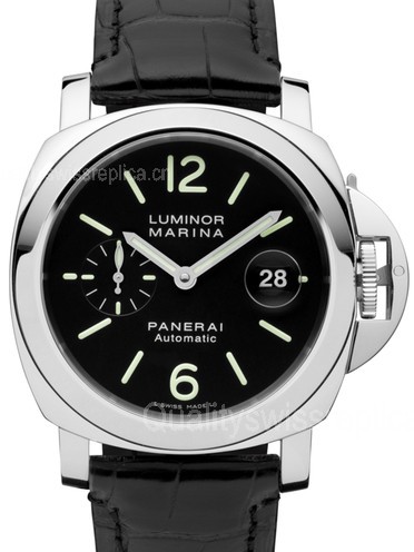 Panerai Luminor Marina Handwound Watch PAM00104 Black Leather Strap