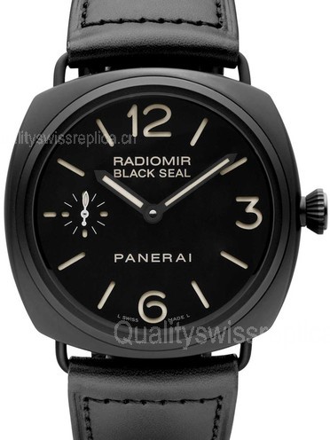 Panerai  Black Seal PAM00292 Ceramic Handwound Watch Black Rubber Strap