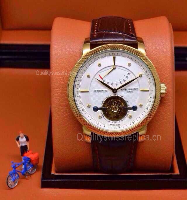 Patek Philippe Complication 479620 Yellow Gold Swiss Automatic Watch Power Reserve - Brown Bracelet
