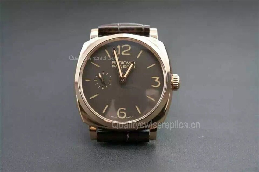 Panerai Radiomir Swiss Automatic Watch Gold Bezel-Leather Bracelet 