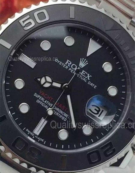 Rolex Yacht-Master II Swiss Automatic Watch-Black Dial with Dot Markers-Black Ceramic Bezel