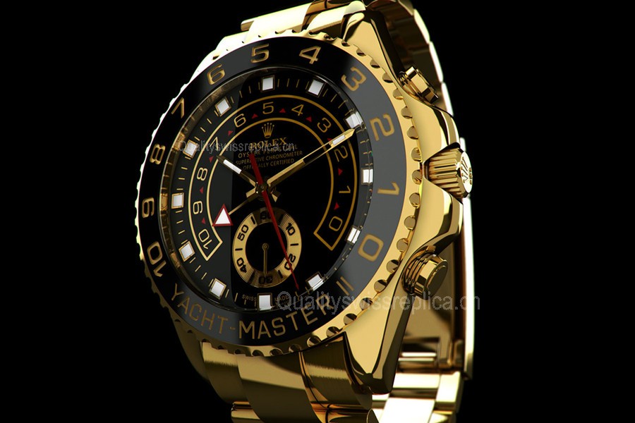 Rolex Yacht-Master II Swiss Automatic Watch Full Yellow Gold-Black Dial