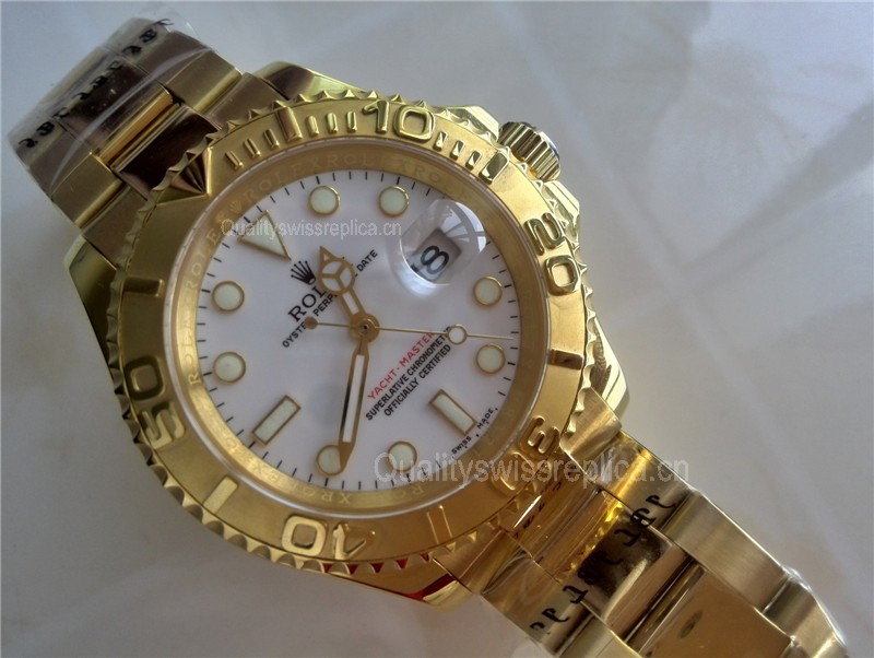 Rolex Yachtmaster II Swiss ETA-White Dial-Gold Plated Stainless Steel Oyster Bracelet