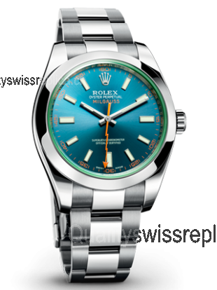 Rolex Milguass 116400GV-1 Automatic-Blue Dial Index Hour Markers-Stainless Steel Oyster Bracelet