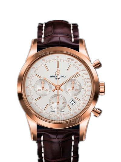 Breitling Transocean Automatic Chronograph Rose Gold White Dial 43mm