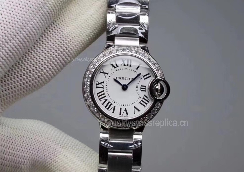 Cartier Ballon Bleu Quartz Watch W4BB0015 Diamonds Bezel 28mm