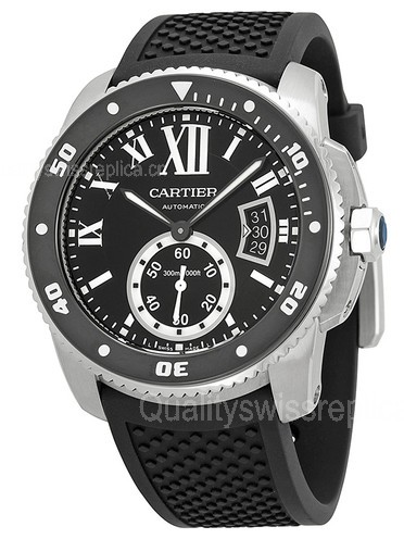 Cartier Calibre Diver W7100056 Swiss Automatic Watch Black Rubber Strap