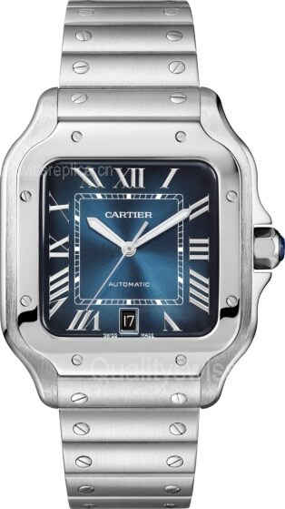 Cartier Santos wssa0013 Automatic Steel Watch Blue Dial 39.8mm