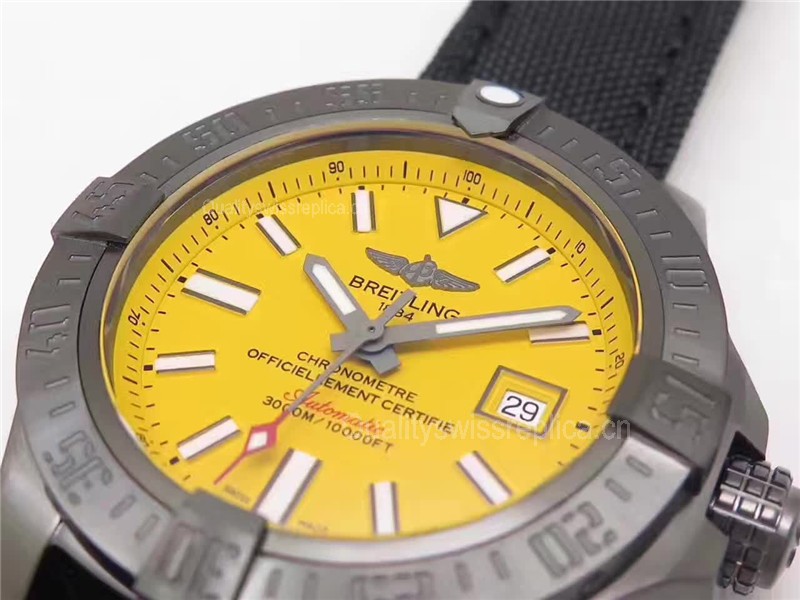 Breitling Avenger II Automatic Watch Yellow Dial 45mm