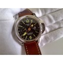 Panerai Regetta PAM237 GMT Automatic-Black Dial Superlume Hour Markers-Brown Leather Strap