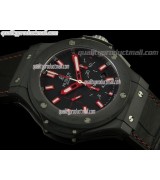 Hublot Big Bang Chronograph-BMatte black dial red hour indications-Crocodile leather strap 