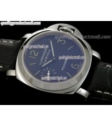 Panerai PAM111 Superlume Handwound Watch-Blue Dial/Subdials-Dark Tan Calf Leather Strap 