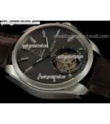 Tag Heuer Grand Carrera Tourbillon Handwould Watch-Black dial Steel Markers-Brown Leather strap