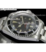 Rolex Sea Dweller Vintage 1665 Double RED Automatic Watch-Black Dial Dot Markers-Stainless Steel Oyster Bracelet