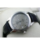 Omega De Ville Automatic-Grey Dial-Gormment Markers-Black Genuine Leather Strap