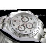 Rolex Daytona Swiss Chronograph-White Dial Silver Subdials-Red Chronograph-Stainless Steel Oyster Bracelet