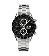 Tag Heuer Carrera 41MM Automatic Chronograph-Black Dial White Ring subdials-Stainless Steel Bracelet