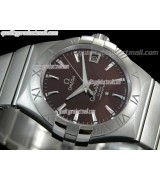 Omega Constellation Double Eagle Swiss-Brown Dial-Stainless Steel Linked Strap