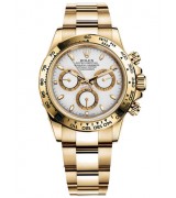 Rolex Daytona Swiss 18K Gold Chronograph-White Dial, Gold Ring Subdials-Stainless Steel Oyster Bracelet 