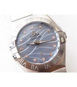 Omega Constellation Ladies Automatic Watch Baby Blue Dial 27mm