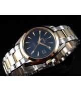Omega Sea-Master OM6207 Automatic 18k Gold-Blue Dial-Gormment Markers-Brushed Stainless Steel Strap