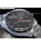 Tag Heuer Carrera Racing 41MM Automatic Chronograph-Black Dial, Black subdials-Stainless Steel Bracelet 