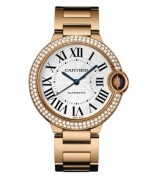 Cartier Ballon Bleu Automatic Watch WJBB0037 Rose Gold Diamonds Bezel 36mm