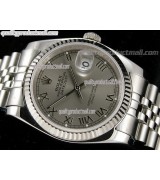 Rolex Datejust 36mm Swiss Automatic Watch-Grey Dial Roman Numerals-Stainless Steel Jubilee Bracelet 