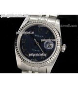 Rolex Datejust 36mm Swiss Automatic Watch-Blue Jubilee Dial Roman Numeral Hour Markers-Stainless Steel Jubilee Bracelet