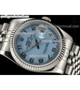 Rolex Datejust 36mm Swiss Automatic Watch-Blue MOP Dial Numeral Hour Markers-Stainless Steel Jubilee Bracelet