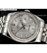 Rolex Datejust 36mm Swiss Automatic Watch-Silver Sunburst Dial Index Hour Markers-Stainless Steel Jubilee Bracelet 
