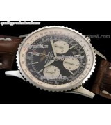 Breitling Navitimer Chronometre-Black Dial Index Hour Markers-Brown Leather Strap