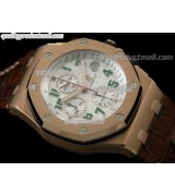 Audemars Piguet Royal Oak Pride of Mexico Limited Edition Chronograph 18K Rose Gold-White Checkered Dial-Brown Leather Strap
