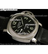Panerai Luminor Marina PAM005 Swiss Quartz  Watch-Black Dial Numeral/Index Hour Markers-Black Leather Strap