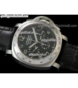 Panerai Ultimate Daylight PAM196 Chronograph-Black Dial Black Subdials-Black Leather Strap